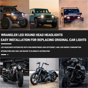 HYNBYZJ para Jeep Wrangler JK <span class=keywords><strong>Lada</strong></span> <span class=keywords><strong>Niva</strong></span>, Faro LED Redondo de 7 Pulgadas, Luz de Coche con Halo, Ojos de Ángel, DRL, Señal de Giro Ámbar, Lámpara Delantera - Product Image 6