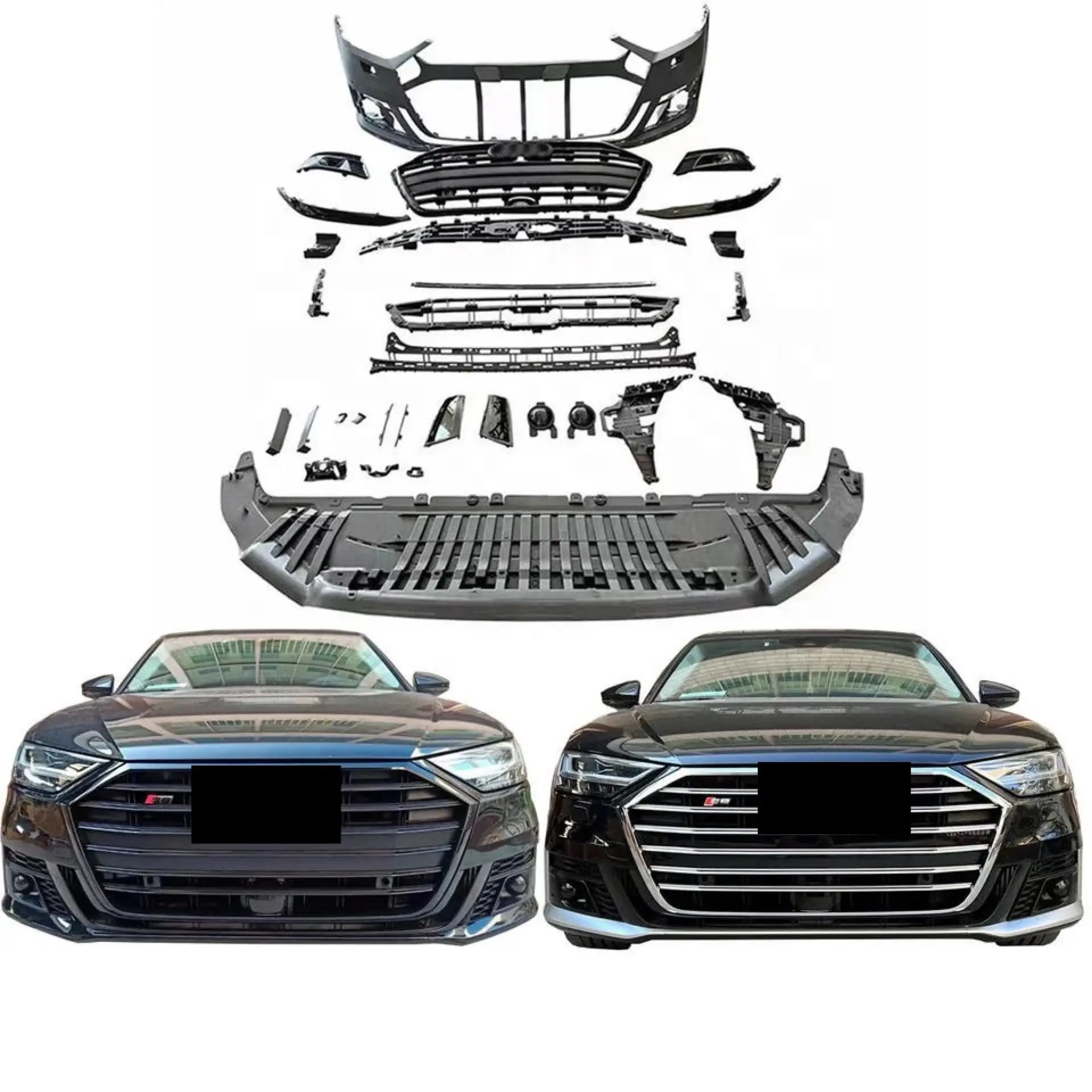 Factory direct A8 body kit front and rear bumper modifications and rear diffuser for Audi
