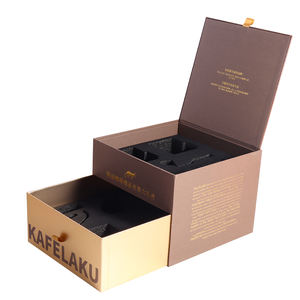 Cajón de lujo de doble capa, caja de regalo, caca de gato en relieve dorado, embalaje de café, laminación brillante en relieve, materiales reciclados de 2mm - Product Image 1