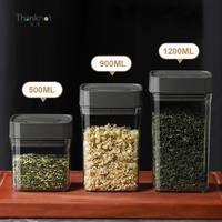 Thankhot Récipient alimentaire sous vide sans BPA Récipients de stockage de marchandises sèches scellés sous vide avec boîte Bonnes poignées Conteneur POP Grand carré