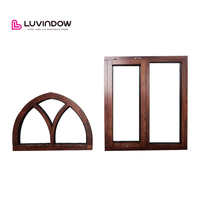 Ventanas de Madera de Diseño Nuevo, Hechas a Medida, Cómodas, con Doble Vidrio, Arco Negro, Forma Especial