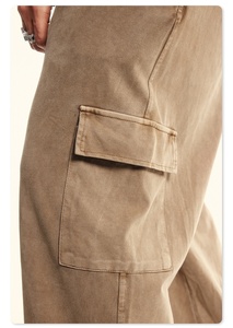 Nouveau luxe lavé jambes larges plis <span class=keywords><strong>Cargo</strong></span> pantalon personnalisé coton Vintage lavé Baggy hommes pantalons - Product Image 3