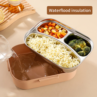 Boîte à lunch en acier inoxydable 304 à double paroi isolée Bento Portable Food Container Cartoon Fresh-Keeping Sealed Compartment Storage