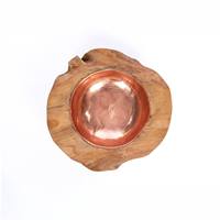 Mangkuk Dekoratif Oval Kayu Mewah Indonesia Berlapis Emas Desain Unik Art Deco untuk Tanaman/Bunga, Penggunaan Sehari-hari di Rumah