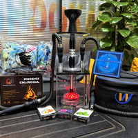 Ensemble complet de chicha arabe en métal avec kit de tuyau éclairé par LED, design moderne et minimaliste, accessoires de chicha complets