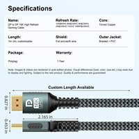Câble DP 2.1 Mâle-Mâle 1M-3M avec Cœur Orange 80 Gbps 16K60Hz