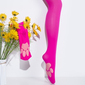 Chaussettes sexy rouges fines en <span class=keywords><strong>nylon</strong></span> noir respirant pour l'été, au-dessus du genou, motif griffe de chat, mignonnes et tendance - Product Image 2