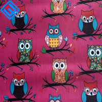 Tissu sergé satiné enduit PVC imprimé hibou en gros |   Tissu doux 100% polyester pour sacs et ameublement pour filles |   Approvisionnement d'usine