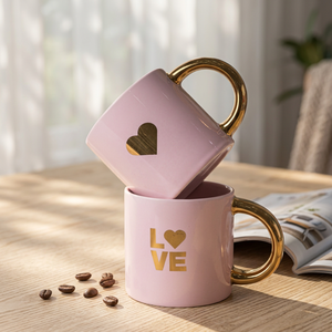 Ensemble de tasses à café en céramique personnalisées classiques Mr et Mme, cadeaux de la Saint-Valentin, vente en gros, tasses à thé promotionnelles pour couples, compatibles lave-vaisselle - Product Image 3