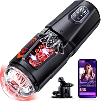 Masturbateur masculin Stroker 7 modes de poussée et de rotation & 7 modes de léchage vibrants Machine sexuelle mains libres Pocket Pussy Fonction éclatement à un clic