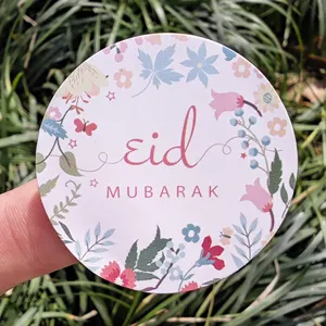 Etiquetas de papel de aluminio para decoración de fiesta musulmana, estampación de oro de Ramadán Eid Mubarak, pegatinas de Hajj Umrah