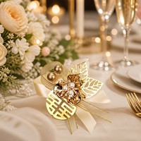 Corsage de poignet en métal Double Bonheur avec ruban de perles, fleur de main pour mariée, demoiselle d'honneur, décoration traditionnelle pour mariage, banquet et fête