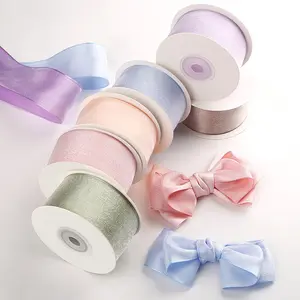 Gordon Ribbons Luxury Double Layers Sheer Ribbon Shiny Organza Ruban For Gift Decoration Box Wrapping