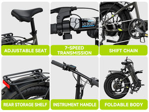 <span class=keywords><strong>Bicicletta</strong></span> <span class=keywords><strong>Elettrica</strong></span> <span class=keywords><strong>Pieghevole</strong></span> F008 con Motore Brushless da 1000W e Batteria al Litio Rimovibile da 48V - Product Image 5