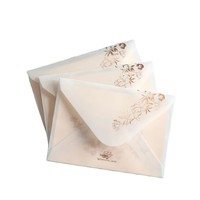 Ensemble d'enveloppes d'invitation de mariage en vélin translucide de luxe, avec impression personnalisée de marque, motif floral en feuille de cuivre or rose et diamant