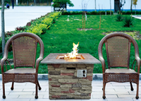 Table de feu extérieure carrée de 32 pouces en pierre artificielle, foyer au gaz, décoration de jardin, 40 000 BTU, écologique, sans fumée, avec pierres de lave