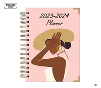 Cubierta de diseño de impresión personalizada, espiral de esquina dorada sin fecha, papelería, planificadores diarios, 2023