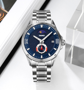 Montres Skmei 9326, logo personnalisé, montre pour homme, bijoux de luxe, montre pour homme, phase lunaire, bracelet en acier, montre-bracelet pour homme - Product Image 5