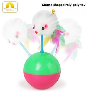 Stokta toptan çevre dostu Pet çiğnemek oyuncaklar tavuk tüy akın kedi oyuncak deri fare Tumbler dönen plastik köpek oyuncak - Product Image 2