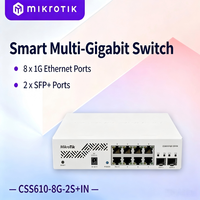 MikroTik CSS610-8G-2S+IN Smart Switch, 8 Puertos Gigabit Ethernet, 2x 10G SFP+ Lite, Switch de Red Administrado, Compatible con PoE Pasivo