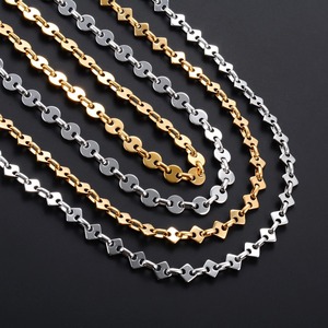 Collier chaîne à maillons ronds et carrés géométriques en acier inoxydable de 8 mm pour femmes et hommes, fait main, plaqué or, bijoux en métal - Product Image 3