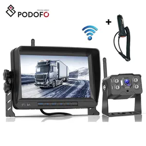 Podofo 7" IPS Screen Digital 1080P HD Wireless Backup Monitor Kit Waterproof Night Vision Rear View Camera for Truck/RV/Bus