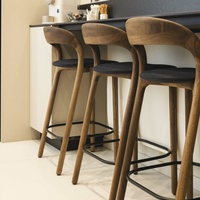 Chaise de bar en bois MORE DESIGN pour café, restaurant, cuisine, avec coussin coloré et accoudoirs