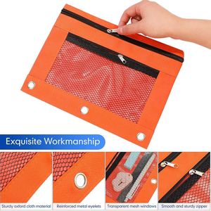 Custom Pencil Pouch Double-layer Zipper Oxford Cloth Document Bag 3 Rings Binders <b>File</b> Folder Waterproof Visual <b>Storage</b> Bag - Product Image 2