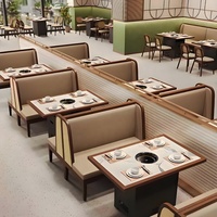 Meubles de restauration personnalisés en bois pour café commercial, banquettes, tables et chaises pour restaurants et cafés