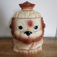 Pot de rangement pour biscuits, bonbons et gâteaux en céramique vintage, style rétro, mignon, en forme de lion