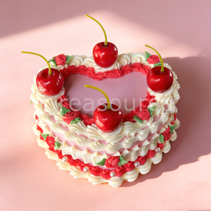 Vintage Heart Shaped Cherry Cake Model Plastic Jewelry <b>Box</b> Eco-Friendly Retro Pink Cream <b>Trinket</b> Storage Cute Kawaii Girls Desk - Product Image 5