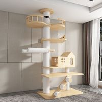 Arbre à chat moderne en bois massif écologique à 5 niveaux, hauteur 60 cm, montage sans perçage, structure d'escalade pour chat de salon, DEM/DOM disponible