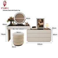 Coiffeuse de haute qualité sélectionnée, design rétractable et flexible, rangement de grande capacité, coiffeuse intégrée