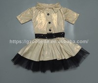 Robe de ballet de style occidental doré pour filles avec tutu Costume de scène de danse pour enfants justaucorps
