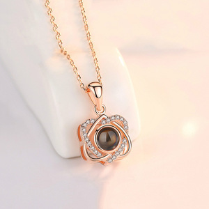 Collar de proyección de corazón doble de plata 925, colgante minimalista coreano para estudiantes y Boho Chic - Product Image 4