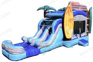 <span class=keywords><strong>Maison</strong></span> gonflable gonflable de saut à thème surf <span class=keywords><strong>avec</strong></span> toboggan à double voie et <span class=keywords><strong>piscine</strong></span> pour fête en plein air - Product Image 2