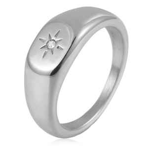 Anillo de moda yunique, color acero, estrella de ocho puntas, engaste de diamantes, joyería de regalo unisex - Product Image 1