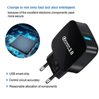 Adaptateur de chargeur mural universel 1 port USB QC3.0 12W 5V/2.4A OTP avec prise EU/US pour téléphone portable