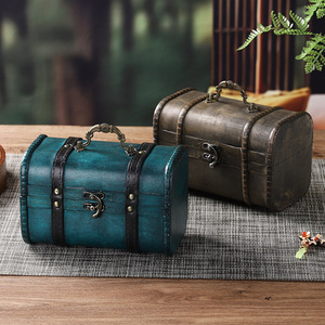 Retro Wooden <b>Storage</b> <b>Box</b> Portable Flip Lid For Home Jewelry Cosmetic Document Organizer Decorative <b>Box</b> - Product Image 2