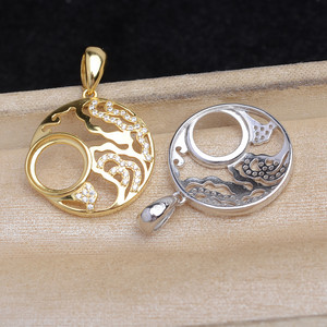 Support de pendentif vide en forme de soleil pour perles de 10-10,2 mm, plaqué or 18 carats, pour bijoux DIY, référence 6069 - Product Image 2