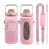 Bouteille de sport OEM/ODM 64 oz avec poignée, pour gym et fitness, demi-gallon, magnétique, couleur unie, étui élégant, anti-fuite, sans BPA, applicable
