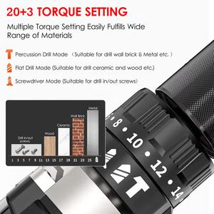 21V martello senza fili trapano senza chiave mandrino 20 + 3 posizione 0-2150RMP velocità variabile 200N.<span class=keywords><strong>m</strong></span> Max coppia OEM personalizzabile - Product Image 4