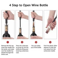 Ouvre-bouteille à pression d'air pour vin, ensemble de 4 pièces, tire-bouchon, bouchon verseur, coupe-capsule, ouvre-vin rouge, coffret cadeau, ustensiles de table
