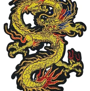 Wholesale dragon patches jackets-Chinese dragon embroidery patches, cartoon animal tiger Embroidered patches emblem Handmade Large Jacket clothing accessories