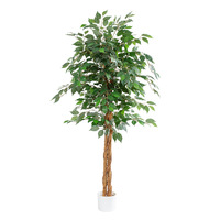 Approvisionnement exclusif transfrontalier : Arbre de Banyan artificiel avec tronc d'arbre réel (100cm-200cm), en bois et tissu de soie, plantes en pot pour intérieur