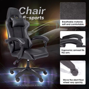 Venta al por mayor de fábrica de cuero PU Base de nailon Silla de Juegos de ordenador Silla de carreras Gamers Silla ergonómica cómoda para juegos - Product Image 4