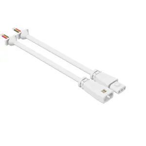The flat mini LED header plug connects to the male and female extension power cords