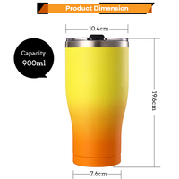 Mug à bière isotherme double paroi Everich 900 ml, personnalisable, vente en gros, avec couvercle réutilisable, idéal pour boire directement, cadeau parfait