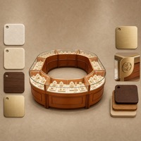 Vitrine de présentation circulaire en bois de noyer sur mesure pour bijoux, présentoir central clé en main pour l'aménagement intérieur de magasins de détail
