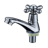 Robinet de lavabo monotrou en alliage de zinc pour eau froide, finition chromée, poignée unique, design moderne à montage sur comptoir, idéal pour salle et chambre.